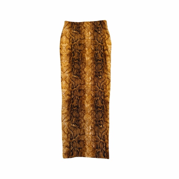 Bodycon Snakeskin Print Maxi Skirt - Picture 2 of 7
